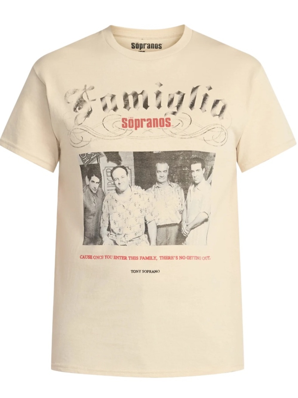 Soprano Famiglia Vintage Graphic Tee - Cream NEW with tags - Picture 2 of 5